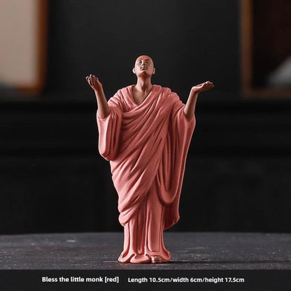 Handmade Chinese Monk Ceramic Tea Pet 17.5cm Tea Play Tea Room Table Decoration