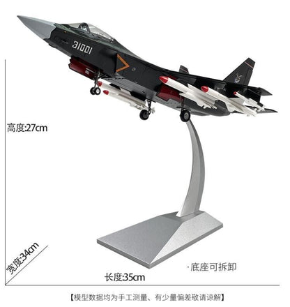 1:48 35CM China J-31 Stealth Fighter Airplane Diecast Military Aircraft Model