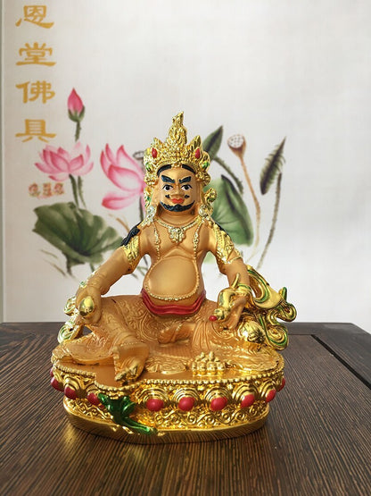 57Inch Tibetan Tantric Buddha Statue Yellow Wealth God Resin Hand Painted