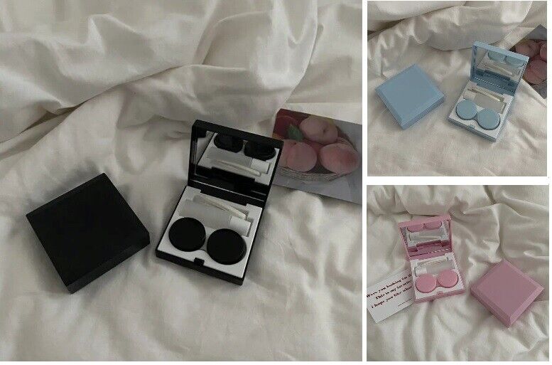 Contact Lens Cases Plastic Elegant DIY Travel Container Double Box 6.3x6.3x2.3cm