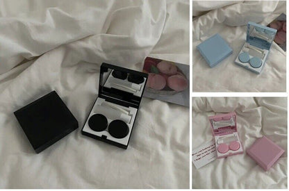 Contact Lens Cases Plastic Elegant DIY Travel Container Double Box 6.3x6.3x2.3cm