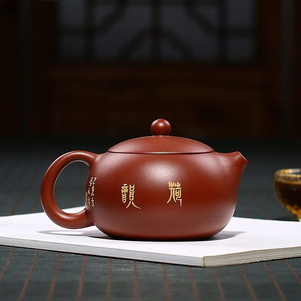 260ml Chinese Purple Clay Xishi Teapot Handmade Pattern Kung Fu Tea Set Decor