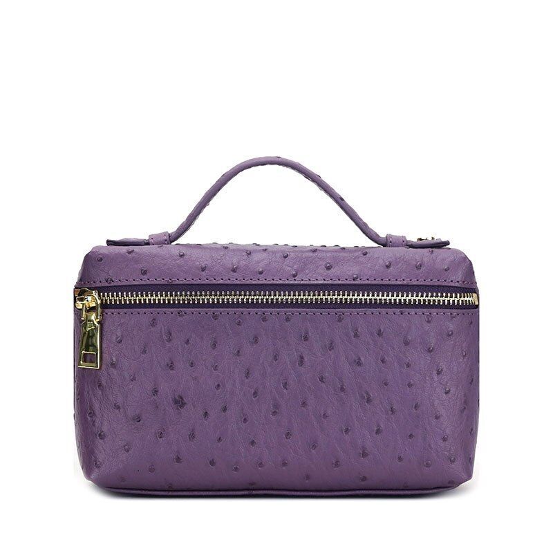 Handbag Embossed Ostrich Leather Portable Bag Small Clutch Bag Purse 19*12*6 CM