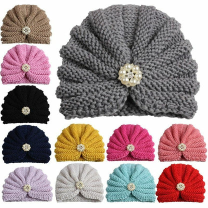 Baby Hat Knitted Winter Girls Bonnet Beanie Turban Newborn Cap Boys Accessories