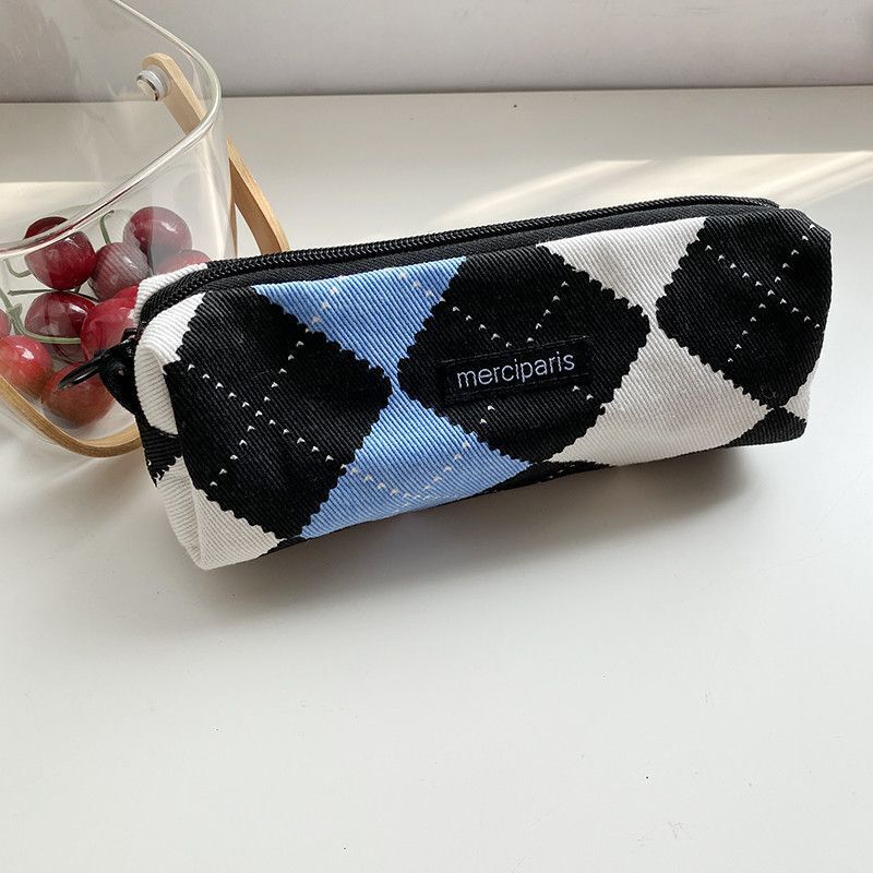 Plaid Cosmetic Bag Canvas Handbags Purse Organizer Pencil Makeup Bags Lipstick