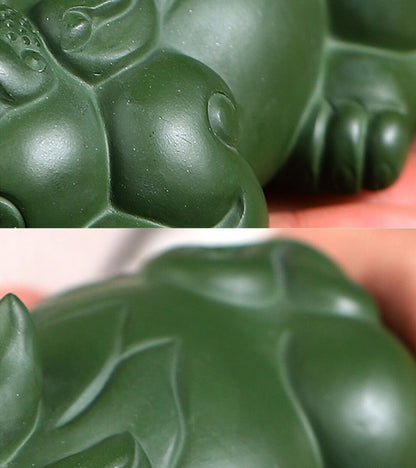 True Yixing Zisha Tea Pet Green Clay Handmade Mascot Mythical Wild Animal Statue