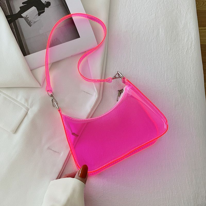 Fluorescent Jelly Handbag Shoulder Bags Transparent Clear Elegant Tote Underarm