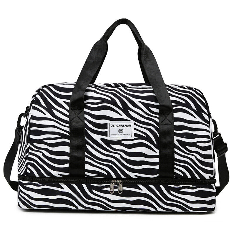 Travel Luggage Bag Women Leopard Waterproof Sport Gym Dry Wet Separation Handbag