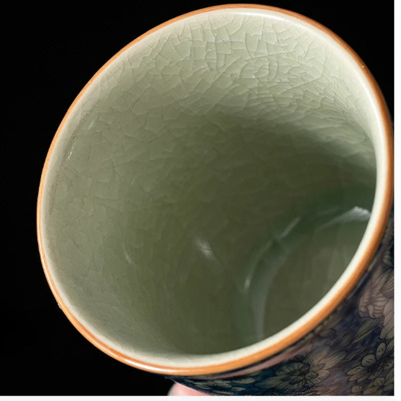 120ml Blue White Ceramic Teacup Ru Kiln Crackle Glaze Kung Fu Teaset Tea Cup