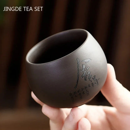 Chinese Yixing Purple Clay Teacup Oolong Tea Handmade Boutique Tea Cup Single