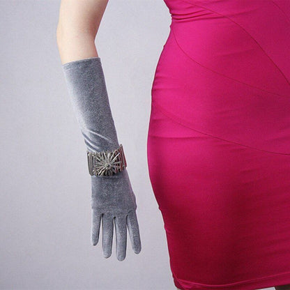 Fashion Velvet Gloves 22/40/50/60/70cm Long Opera Women Elastic Touchscreen Mitt