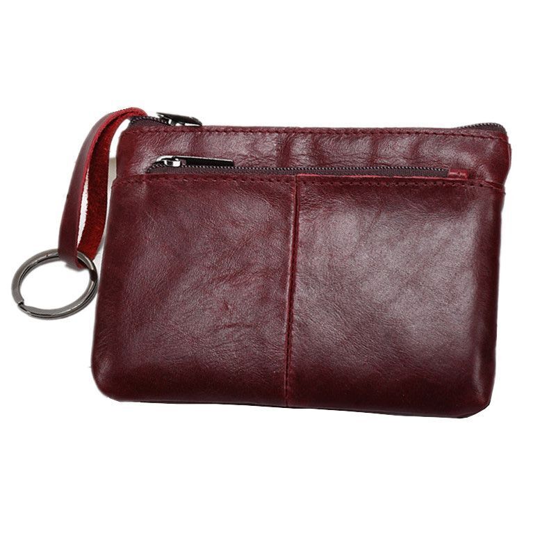 Genuine Leather Wallet Zipper Pouch Short Small Money Bag Coin Purse Card Holder