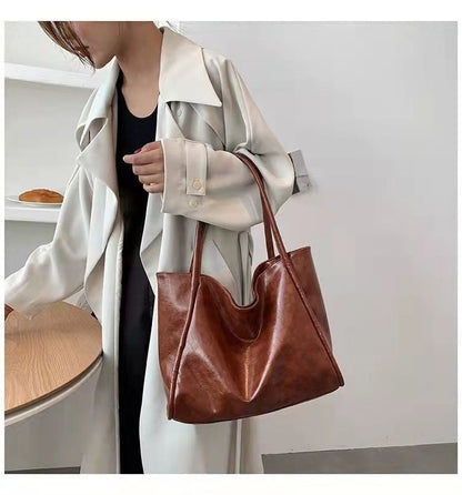 Soft Surface Large Bag Retro Purse Shoulder Bag Commuter Leisure Tote 35*14*30CM