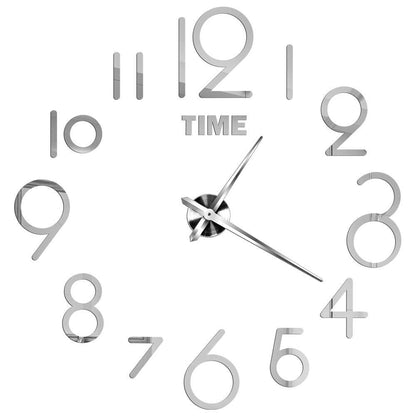 DIY Wall Clocks Acrylic Mirror Large 3D Frameless Home Living Room Decor 37-47In