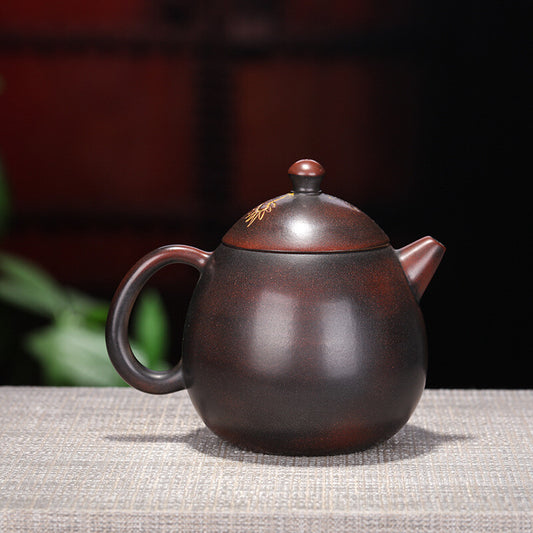 4.6" China Yixing Zisha Pottery Qinzhou Mud 200ML Dragon Grain Dragon Egg Teapot
