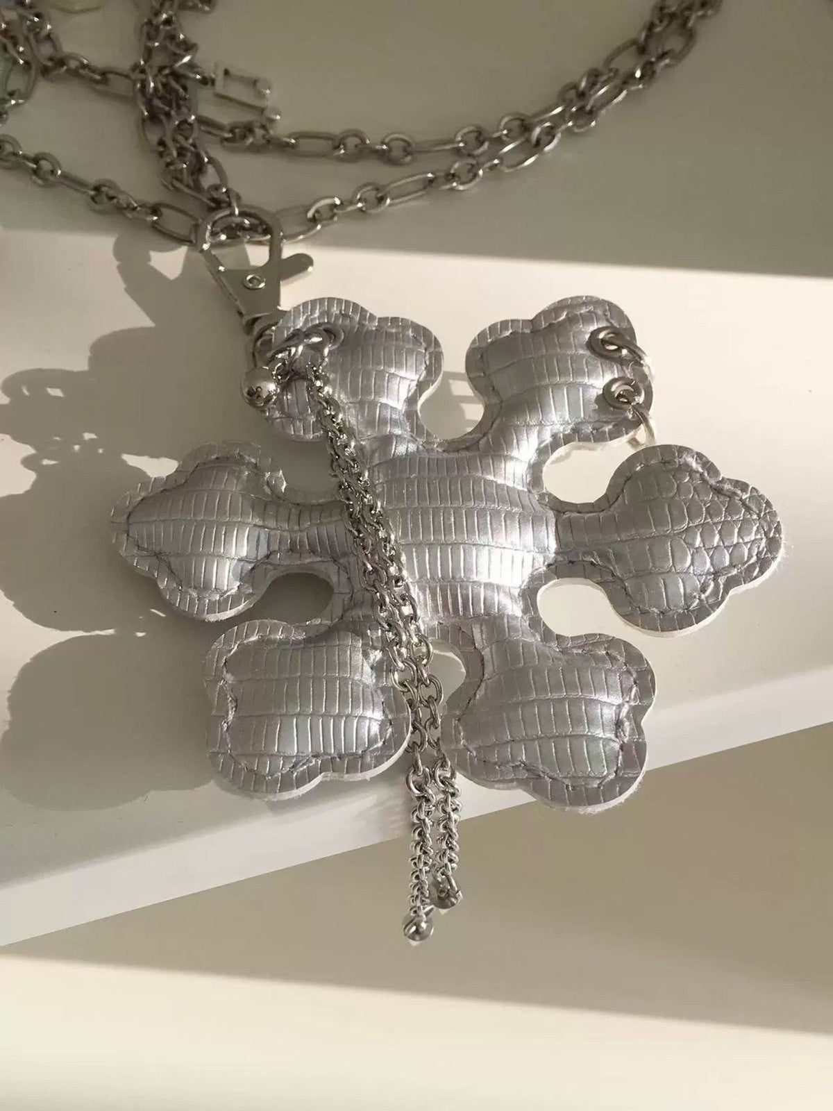 Y2K Subculture Snowflake Leather Long Sweater Chain