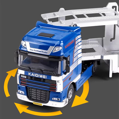 Alloy Double Deck Flatbed Trailer Model Diecast Metal Heavy Semi Trailer Transpo
