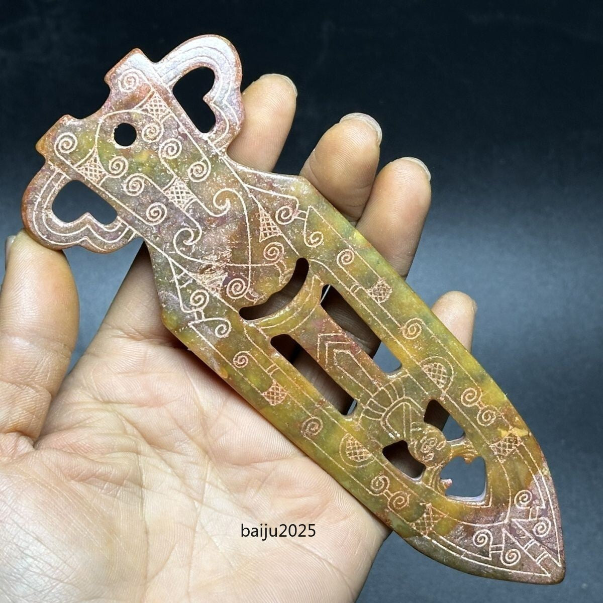 Ancient China Old Jade Collection Pendant Chinese Old Coin Craft Ornament