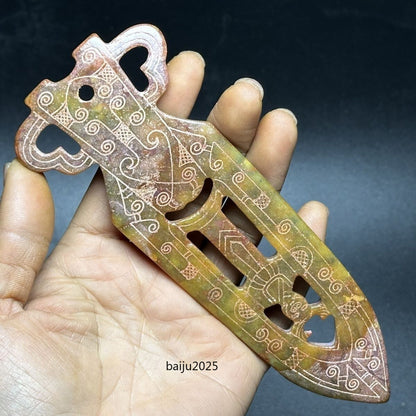 Ancient China Old Jade Collection Pendant Chinese Old Coin Craft Ornament
