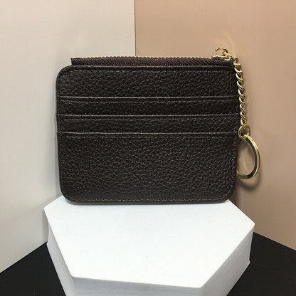 PU Leather Zipper Card Bag ID Card Slot Card Bag Coin Purse Card Case Portable