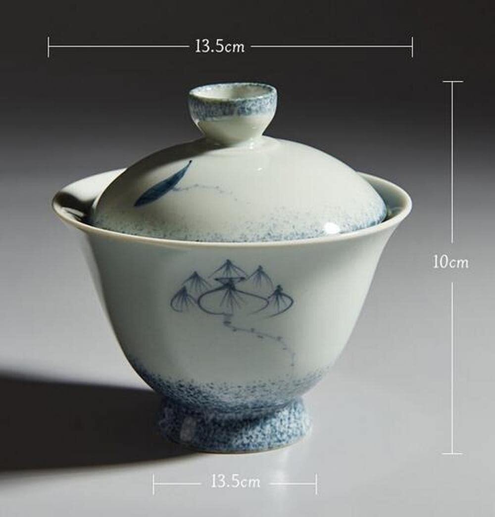150ml Hand Painted Blue White Porcelain Gaiwan Ceramic Bowl Kung Fu Tea Set