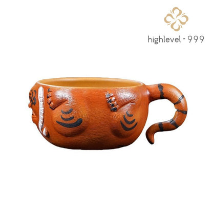 130ml Yixing Purple Clay Handcarved Tiger Master Cup Tea Bowl Kungfu Teaware