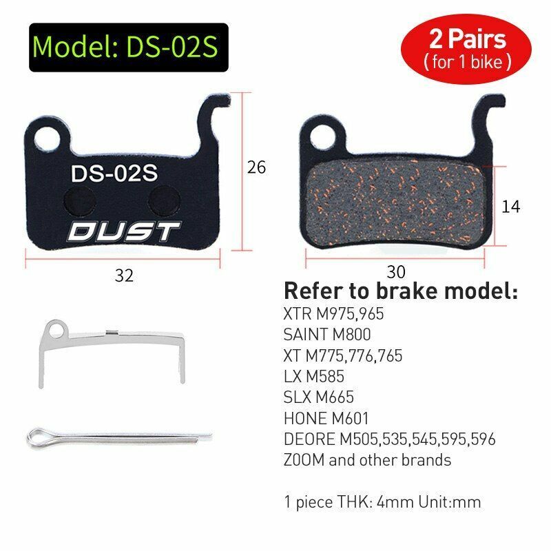 Bicycle Disc Brake Pad 2 pairs (4 pcs) Bike Hydraulic Semi-Metallic Cycling SRAM