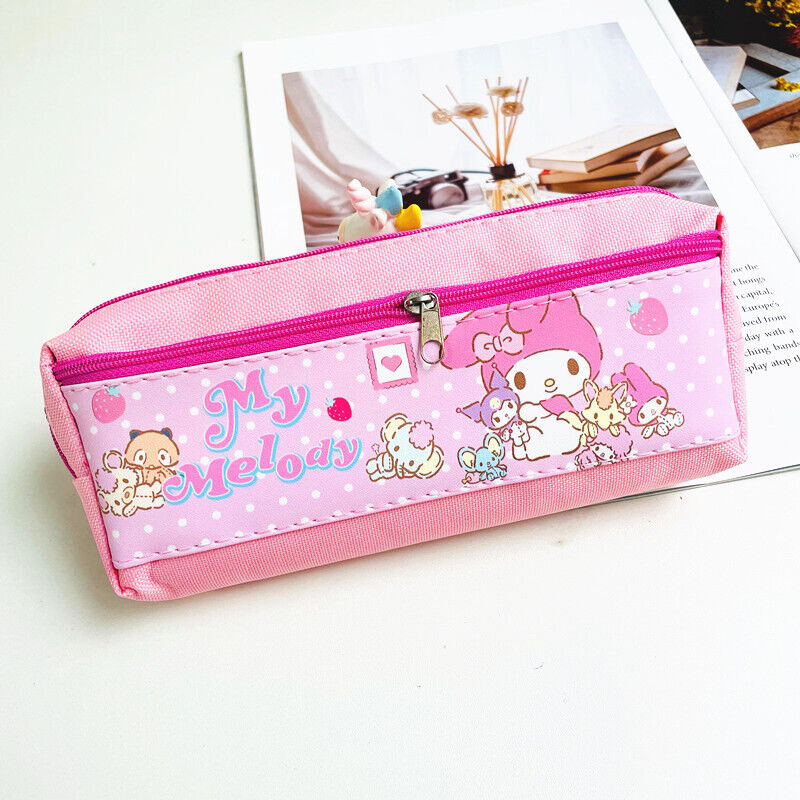Student Kuromi Pencil Bag Double Grid Zipper Bag Stationery Bag Storage Bag