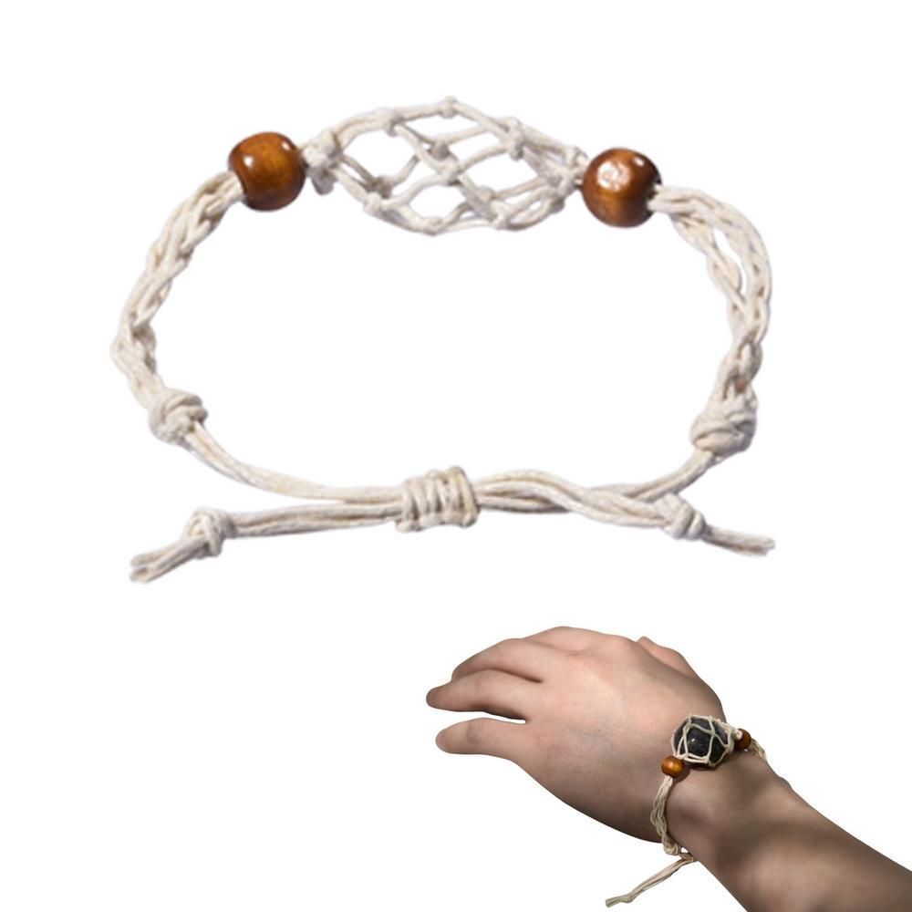 Macrame Bracelet Cord Net Bag Adjustable Empty Without Stone Crystal Gems Holder