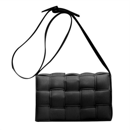 Woven Crossbody Bags for Women Padded Cassette Shoulder Bag Green PU Clutch