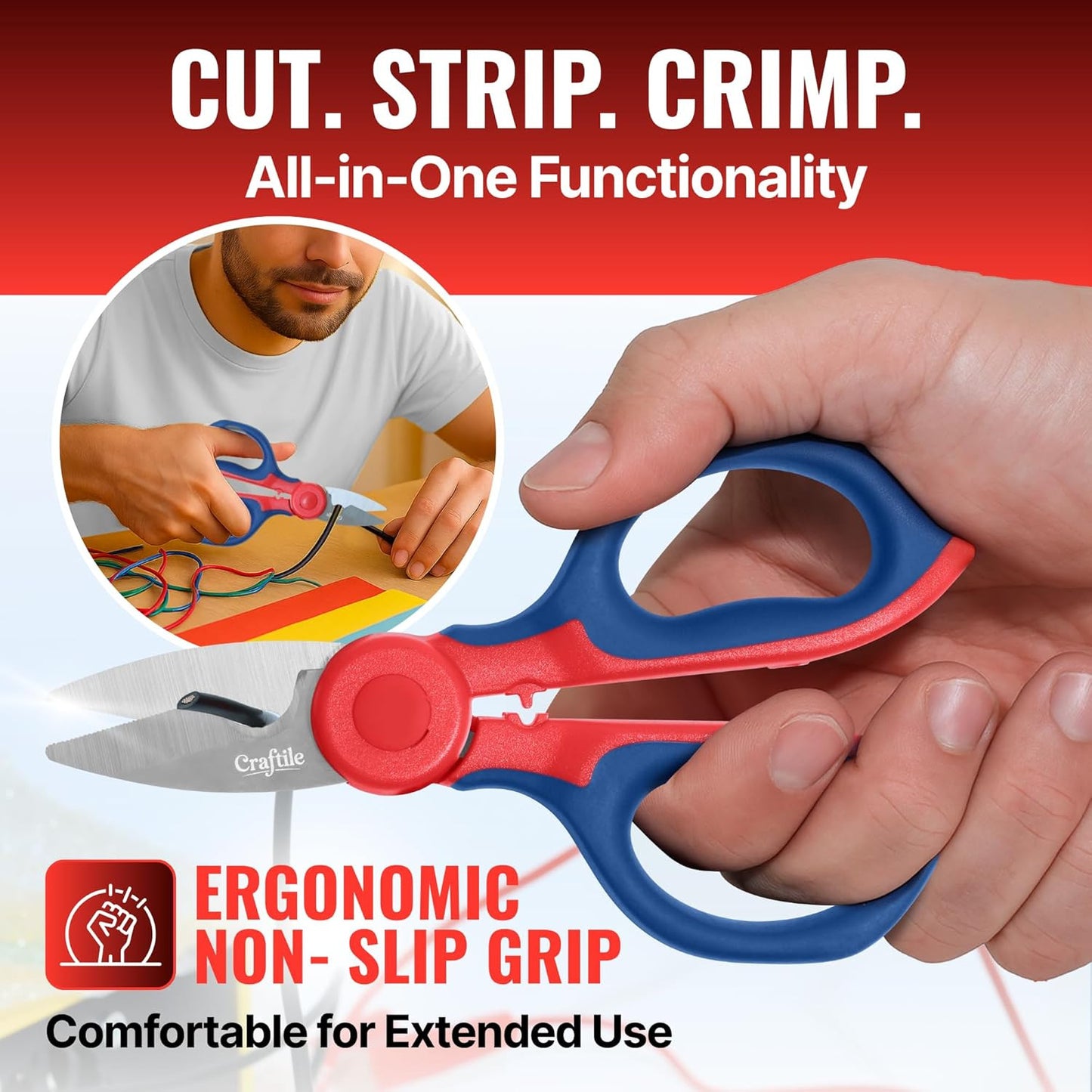 6-Inch Electrician Scissors – Heavy Duty Stainless Steel Electrical Scissor with