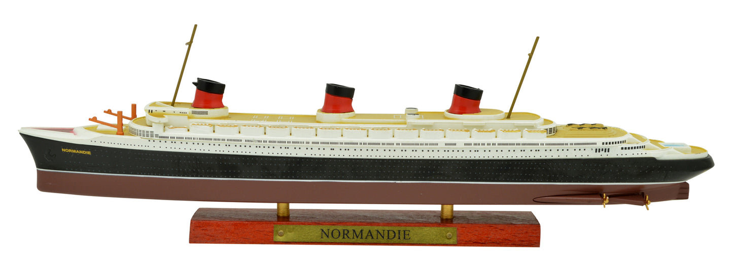 ATLAS 1:1250 Normandie Cruise Ship Model With Solid Wood Base Boat Toy Finished