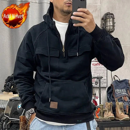 Male Clothes Sweatshirt for Men Green Winter Loose New