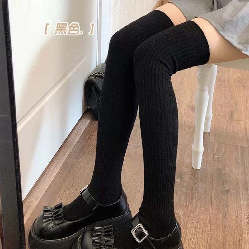 Women Long Socks 1-2 Pairs Wool Cashmere Stockings Girls Autumn Winter Warm Knee