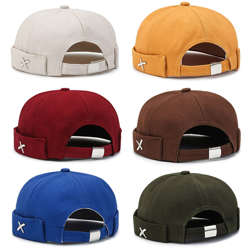 Men's Retro Brimless Hat Skull cap Sailor Cap Beanie Rolled Cuff Adjustable*