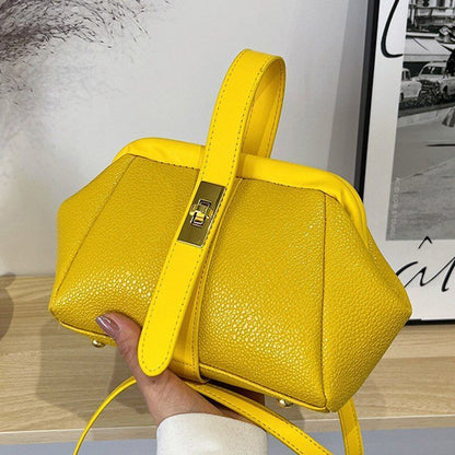 Synthetic Leather Small Shoulder Clip Bag Silver Shell Gold Pink Blue 20*15*10CM