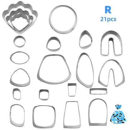 21Pcs DIY Stainless Steel Clay Earrings Set Jewellery Cutting Mold Making Tool
