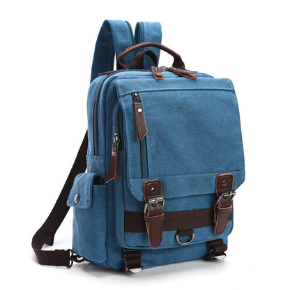 Unisex Canvas Convertible Small Backpack Rucksack Chest Pack Sling Bag Traavel