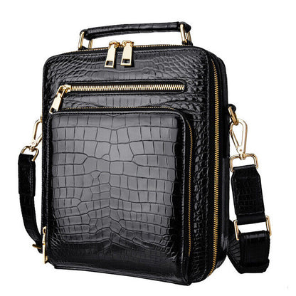 Handcrafted Crocodile Skin Leather 12" Men's Luxury Shoulder/Messenger Handbags
