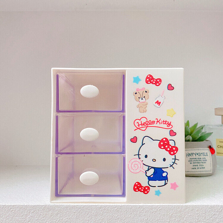 Cute Kuromi Girl Desktop Multi grid Cosmetics Storage Box Creative Pen Holder