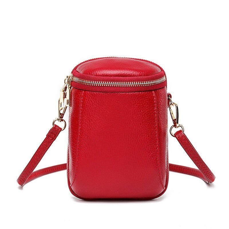 Genuine Leather Mini Bucket Bag Handbags Casual Shoulder Bags Black 14*19*2 CM