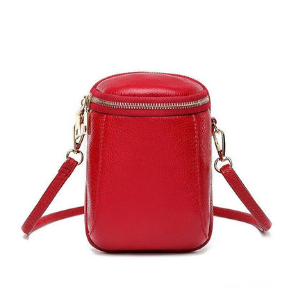 Genuine Leather Mini Bucket Bag Handbags Casual Shoulder Bags Black 14*19*2 CM