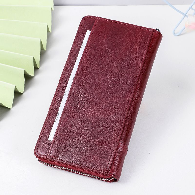 Wallets Genuine Leather Card Holder Purse Zipper Wallet Fashion Clutch Bag 1 PC