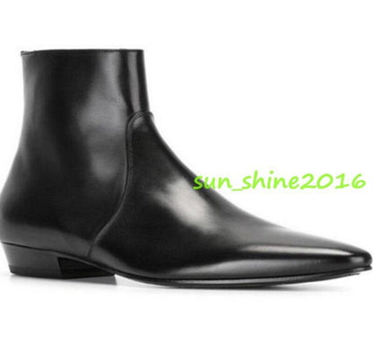 Men's Leather Pointed Toe Chelsea Oxford Ankle Boots High Top Shoes Dress Formal