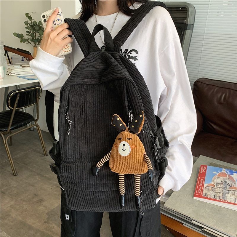 Women Corduroy Backpack School Bag Leisure Luxury Cute Bag Pack 30*42*13 CM 1 PC