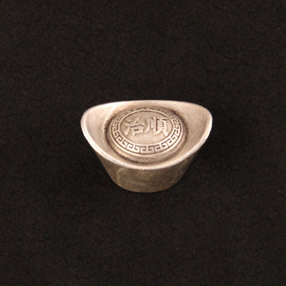 Silver Ingot Ornament Solid Antique Five Emperors Household Treasure Pot