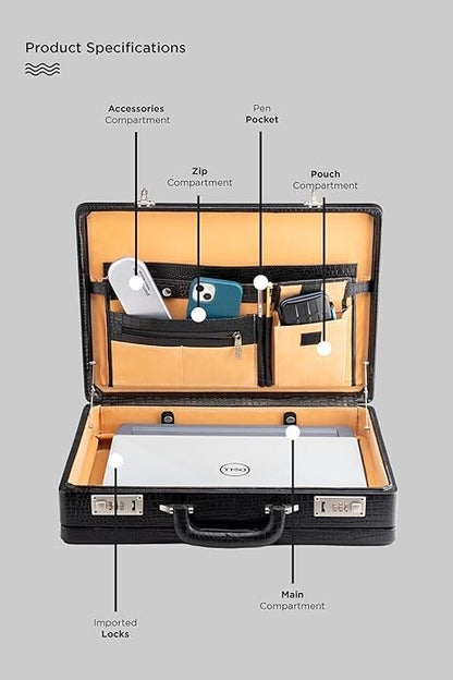 New Leather Travel Briefcase with Combination Lock Office Business Handbag