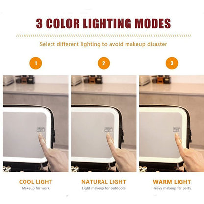 LED Light Cosmetic Bag Mirror Luxury Large Traveling Makeup Purse 26*23*11CM Bag