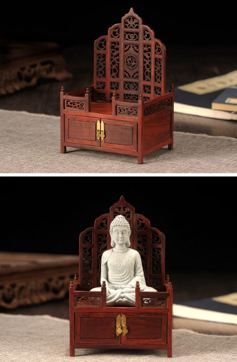 Rosewood Buddha Statue Display Shrine Stand Accent Altar