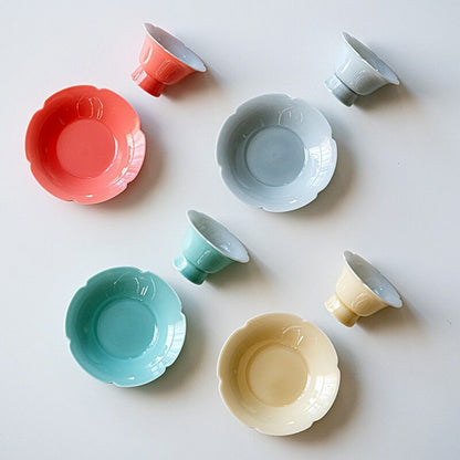 35ml Sunflower Shaped Tea Cup Saucer Ceramic Afternoon Household Kung Fu Tea Set